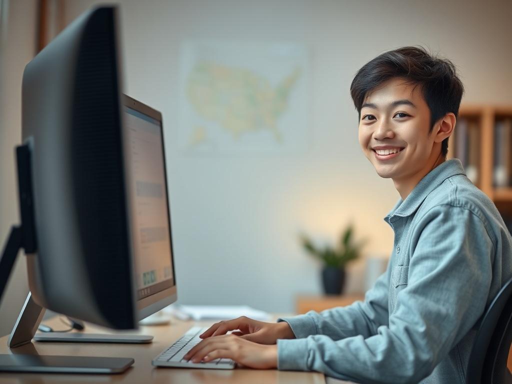 A realistic high resolution of a student in front of